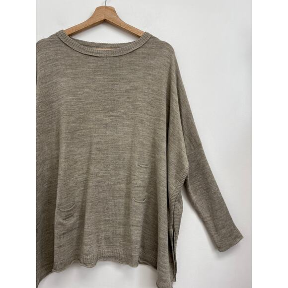 MERSEA Catalina Boxy Oversized Side Vents Neutral Lagenlook Driftwood Sweater OS - Picture 8 of 14